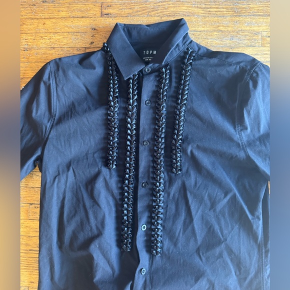 TOPMAN TUXEDO RUFFLE FRONT SHIRT - Picture 2 of 7